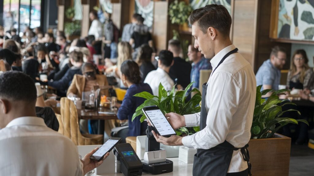 Modern POS systems enabling streamlined operations and contactless payments in restaurants.