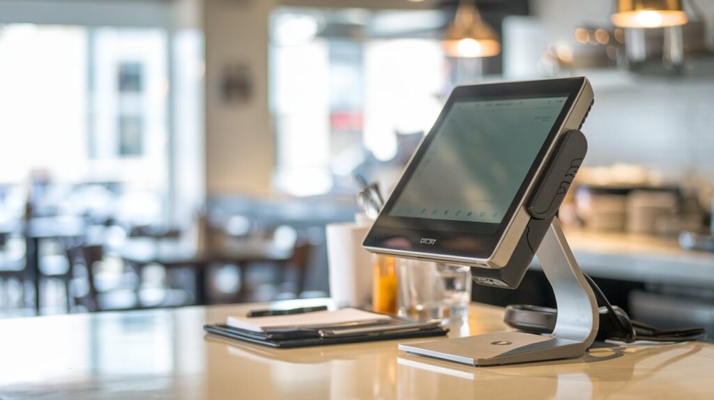 Modern kitchen POS system installed at a pizza shop for streamlined order processing.