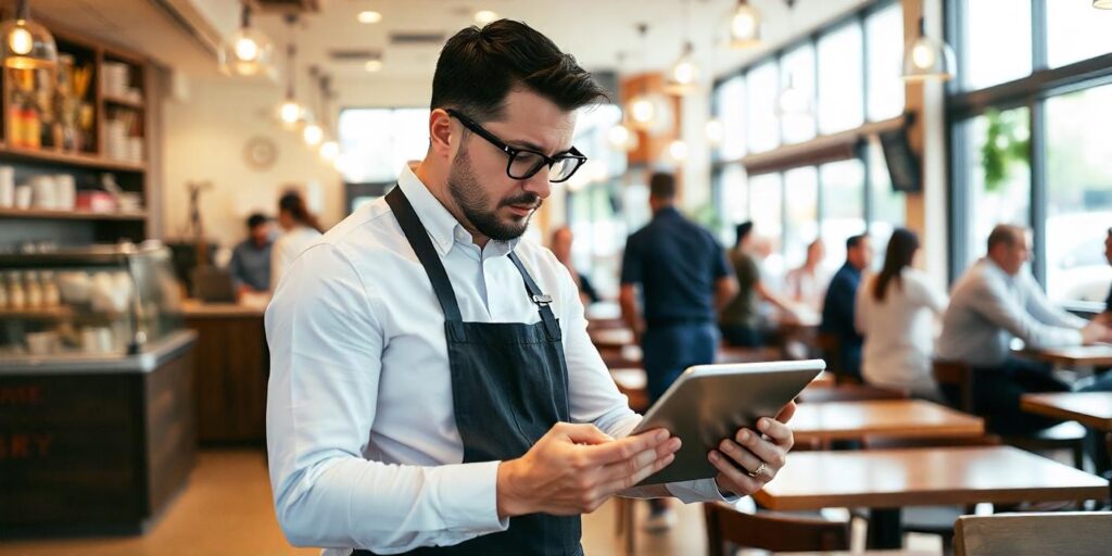  Visual dashboard of restaurant POS systems showcasing sales analytics and inventory management features. 