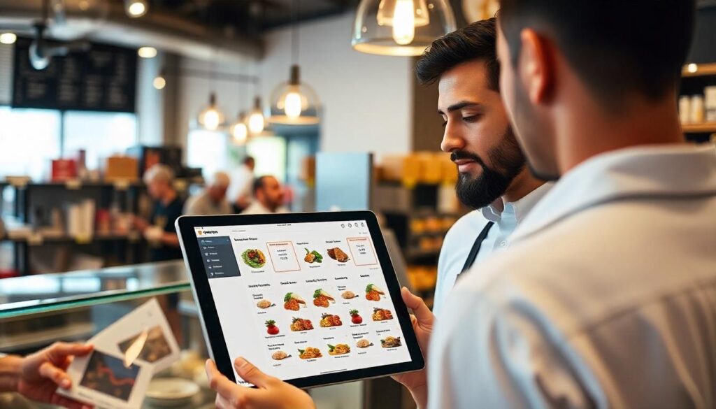 A restaurant dashboard showing stock levels and food items for efficient inventory management software.