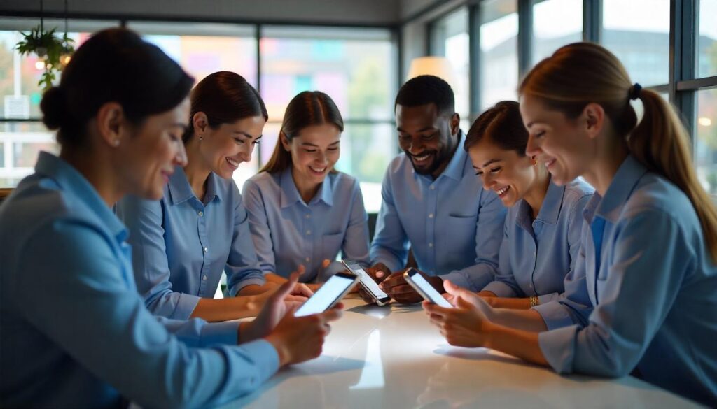  Employees learning to use Android POS Systems effectively in a training session.