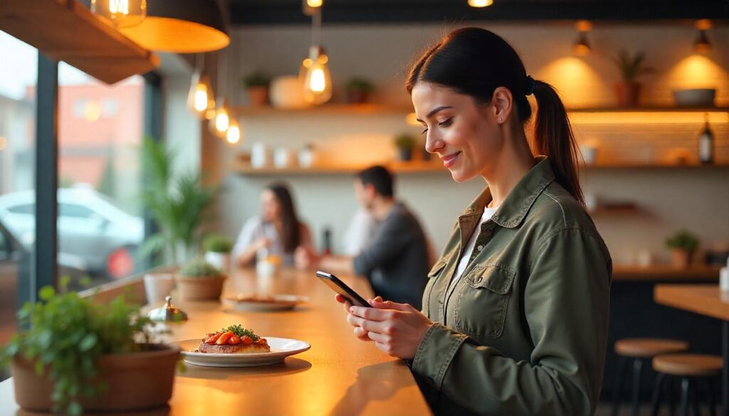 Restaurant staff working in a kitchen with orders displayed on a digital kitchen screen, showing the efficiency of online ordering integration.