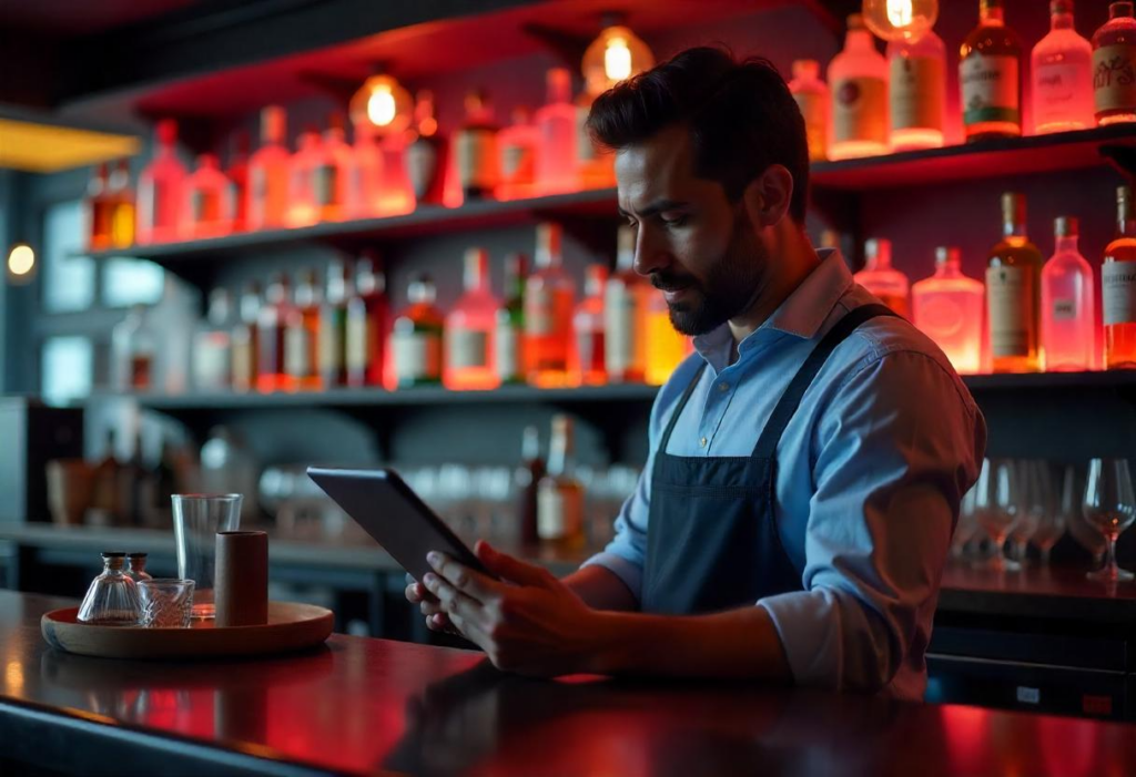  Bar Inventory Management reviews inventory analytics on PAYS POS to optimize stock levels and identify top-selling items.