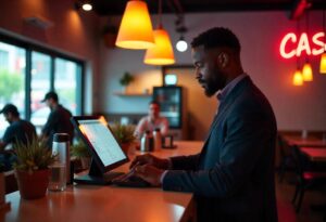 A Modern POS System in a restaurant, enhancing customer payment experience with a sleek and user-friendly interface