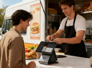 PAYS POS system in action during service with digital payment options.