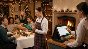 restaurant using pays pos system during the holiday season