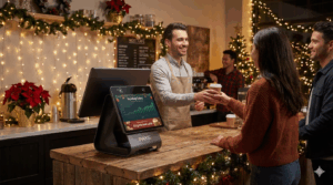 A cafe using PAYS during the holiday rush